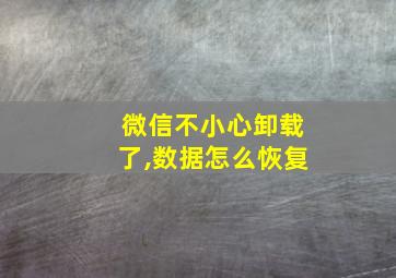 微信不小心卸载了,数据怎么恢复