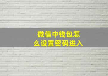 微信中钱包怎么设置密码进入