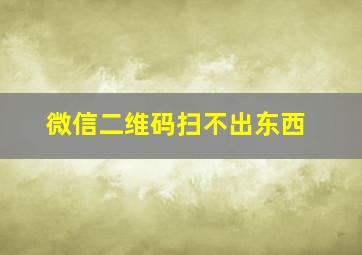 微信二维码扫不出东西