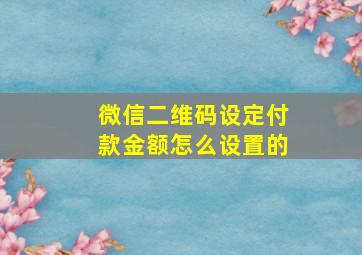 微信二维码设定付款金额怎么设置的