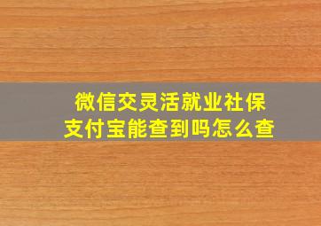 微信交灵活就业社保支付宝能查到吗怎么查