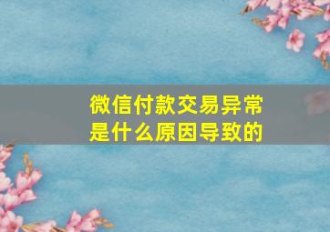 微信付款交易异常是什么原因导致的