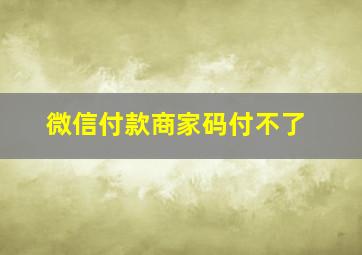 微信付款商家码付不了