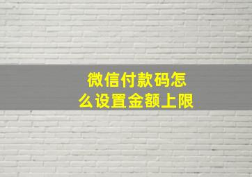 微信付款码怎么设置金额上限