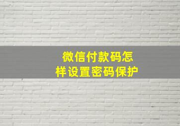 微信付款码怎样设置密码保护