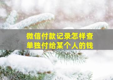 微信付款记录怎样查单独付给某个人的钱