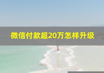 微信付款超20万怎样升级