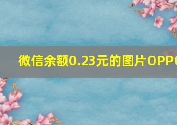 微信余额0.23元的图片OPPO