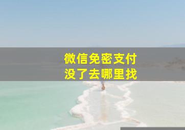 微信免密支付没了去哪里找