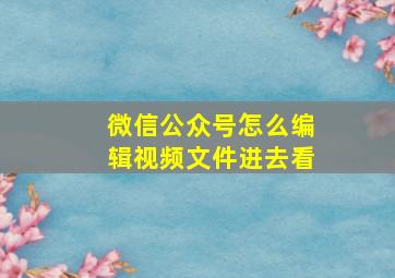 微信公众号怎么编辑视频文件进去看