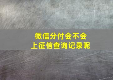 微信分付会不会上征信查询记录呢