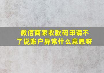 微信商家收款码申请不了说账户异常什么意思呀