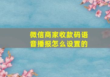 微信商家收款码语音播报怎么设置的