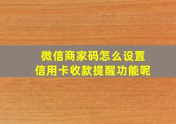 微信商家码怎么设置信用卡收款提醒功能呢