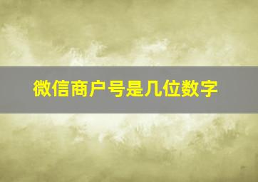 微信商户号是几位数字