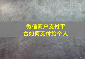 微信商户支付平台如何支付给个人