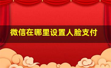 微信在哪里设置人脸支付