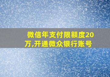 微信年支付限额度20万,开通微众银行账号