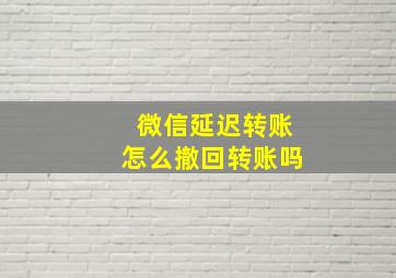 微信延迟转账怎么撤回转账吗