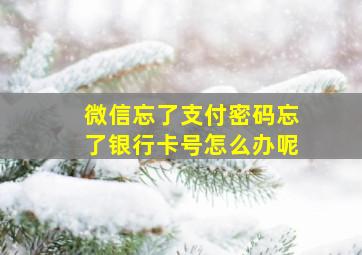 微信忘了支付密码忘了银行卡号怎么办呢