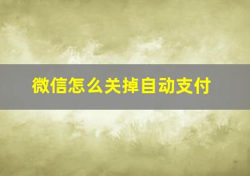 微信怎么关掉自动支付