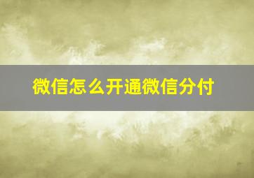 微信怎么开通微信分付