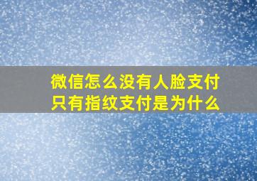 微信怎么没有人脸支付只有指纹支付是为什么