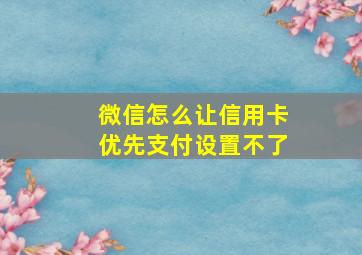 微信怎么让信用卡优先支付设置不了