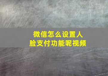 微信怎么设置人脸支付功能呢视频