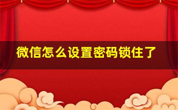 微信怎么设置密码锁住了