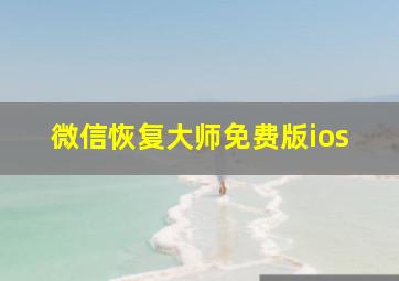 微信恢复大师免费版ios