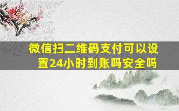 微信扫二维码支付可以设置24小时到账吗安全吗