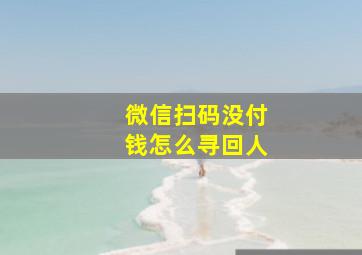 微信扫码没付钱怎么寻回人