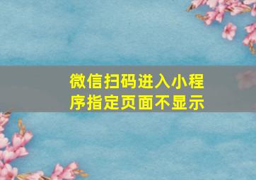 微信扫码进入小程序指定页面不显示