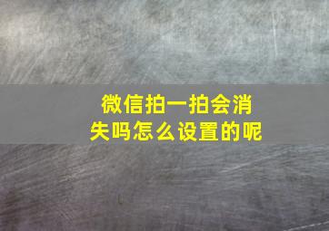 微信拍一拍会消失吗怎么设置的呢