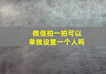 微信拍一拍可以单独设置一个人吗