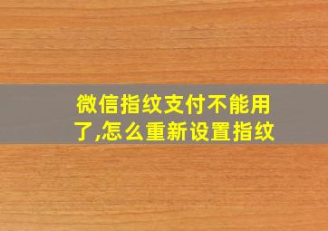 微信指纹支付不能用了,怎么重新设置指纹