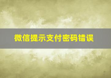 微信提示支付密码错误