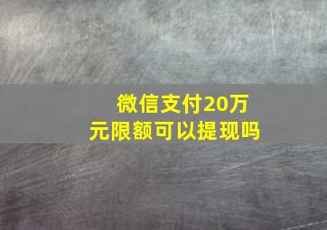 微信支付20万元限额可以提现吗