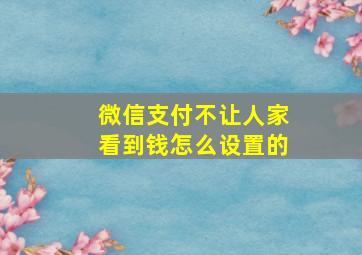 微信支付不让人家看到钱怎么设置的