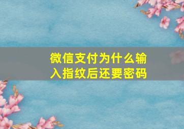 微信支付为什么输入指纹后还要密码