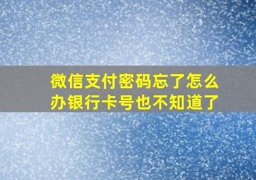 微信支付密码忘了怎么办银行卡号也不知道了