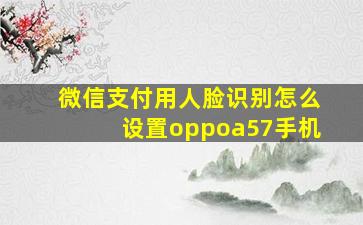 微信支付用人脸识别怎么设置oppoa57手机