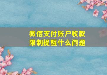 微信支付账户收款限制提醒什么问题