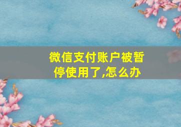 微信支付账户被暂停使用了,怎么办