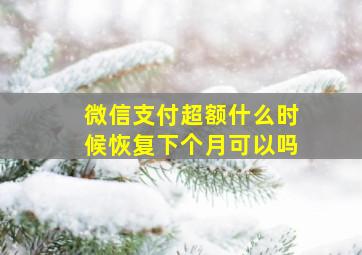 微信支付超额什么时候恢复下个月可以吗