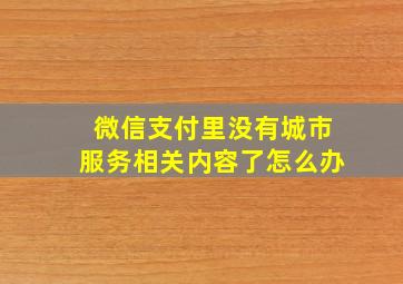 微信支付里没有城市服务相关内容了怎么办