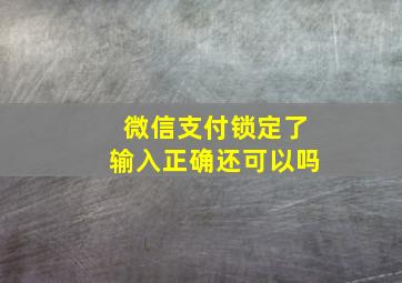 微信支付锁定了输入正确还可以吗