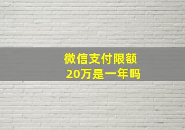 微信支付限额20万是一年吗