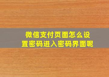 微信支付页面怎么设置密码进入密码界面呢